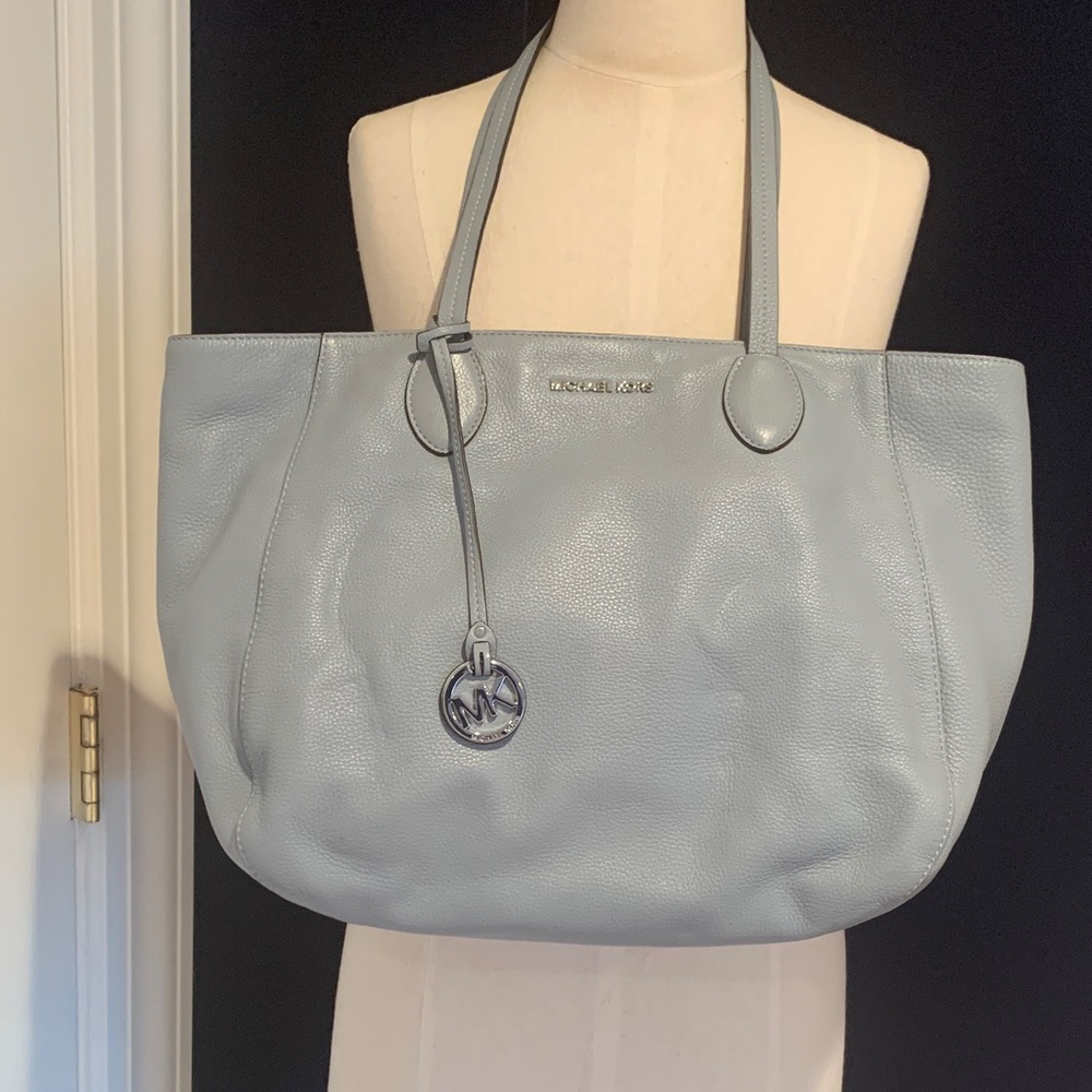 Michael Kors Soft Chambray Blue Pebbled  Leather Tote